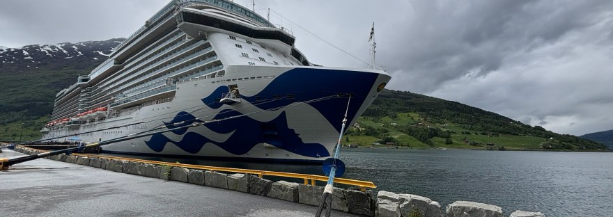 Sky Princess docked in Olden cruise port